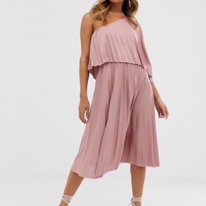 LIKE NEW ASOS PLEATED OFF THE SHOULDER DRESS